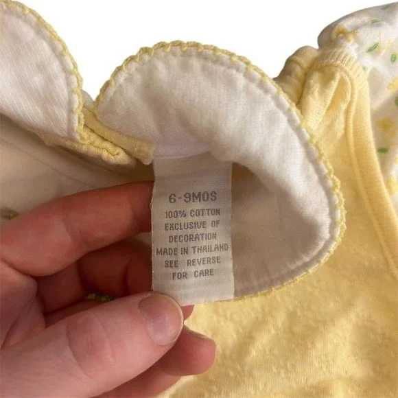 Babyworks Baby Girls Yellow Floral Bear Smocked Romper Jumpsuit 6-9M - Picture 6 of 7